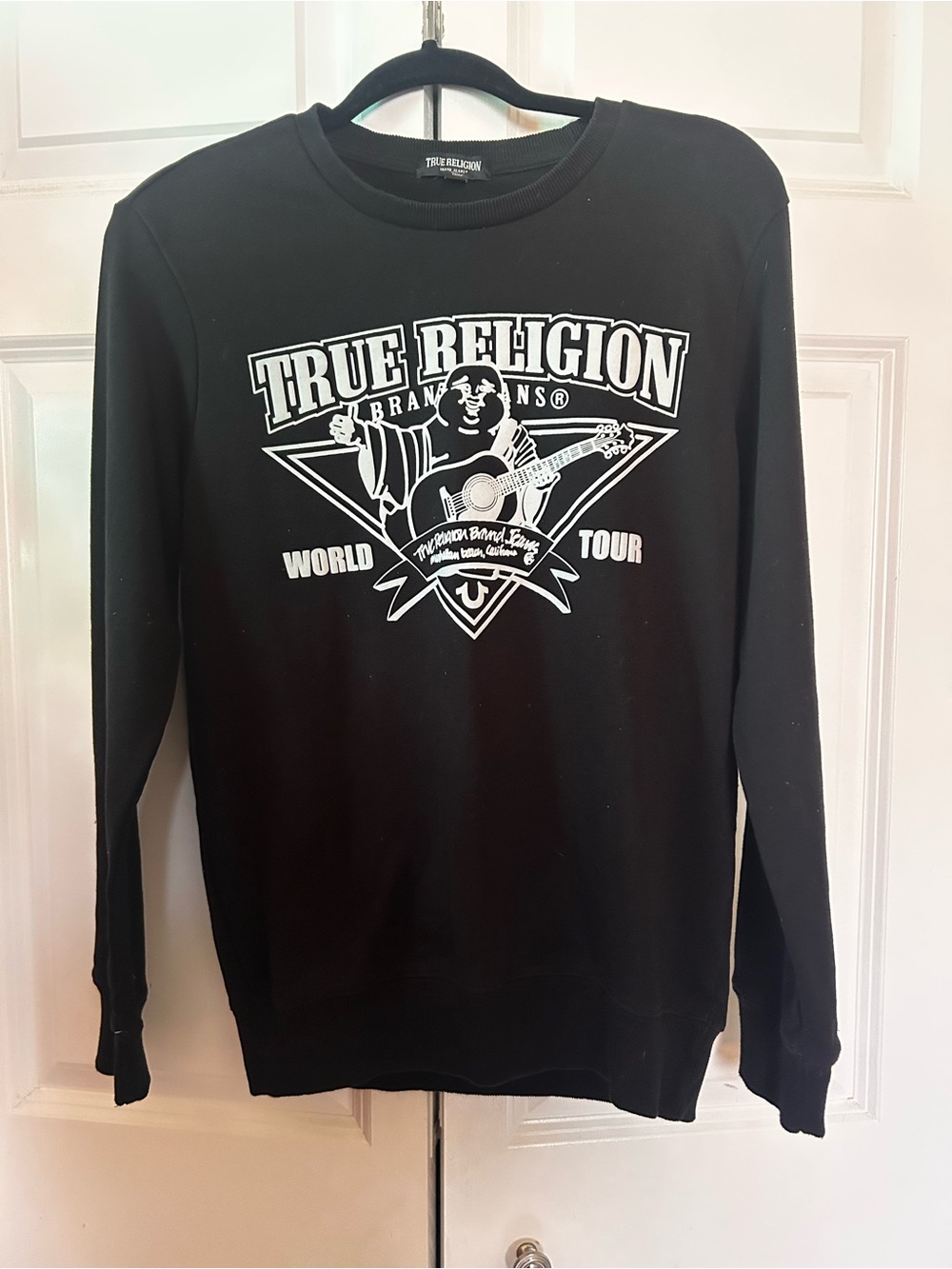 True Religion Black Crewneck Sweatshirt with White Graphic